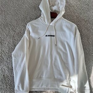 Jil Sander White Hoodie Sweater